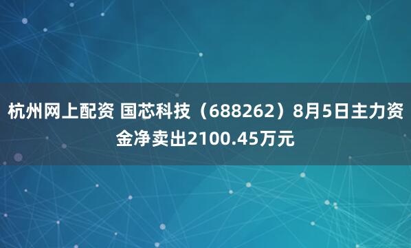 杭州网上配资 国芯科技（688262）8月5日主力资金净卖出2100.45万元